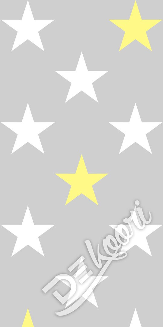 Šedá tapeta s hvězdami bílými a žlutými o rozměru 33 cm - Dekoori obrázek 3