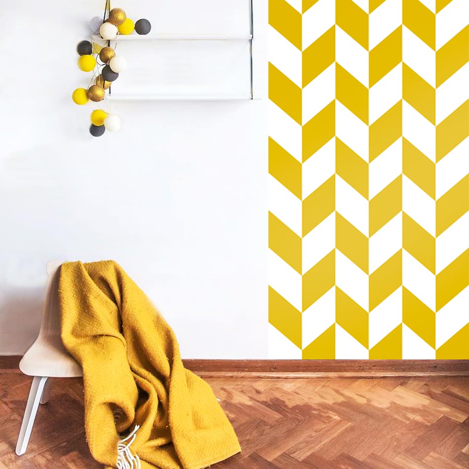 Tapeta hořčicovým vzorem chevron, cik cak, moderní, skandinávská - Dekoori obrázek 2
