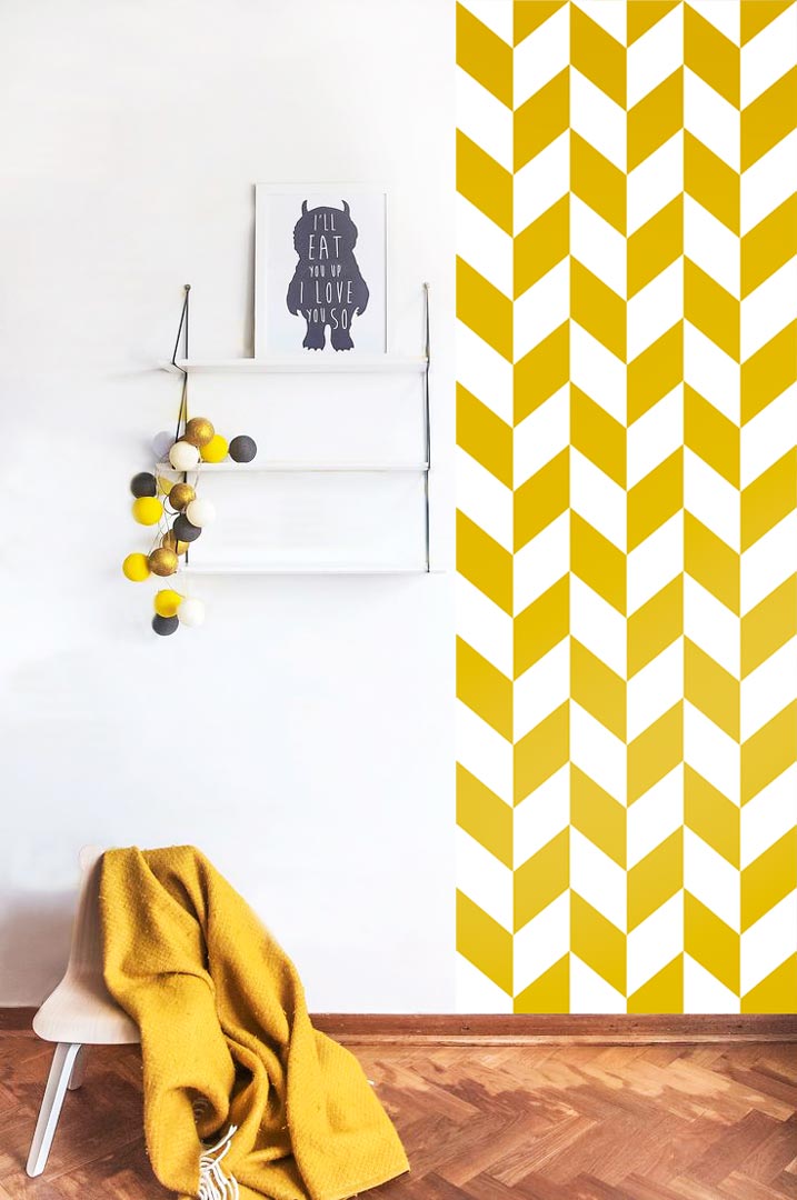 Tapeta hořčicovým vzorem chevron, cik cak, moderní, skandinávská - Dekoori obrázek 4
