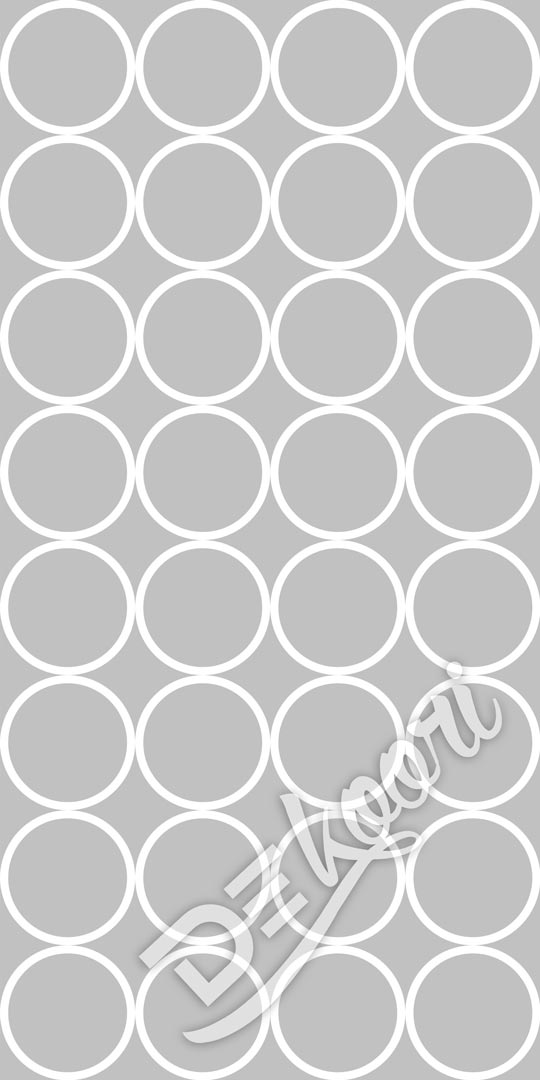 Šedá tapeta s bílými kružnicemi, kruhy, kolečka - Dekoori obrázek 3