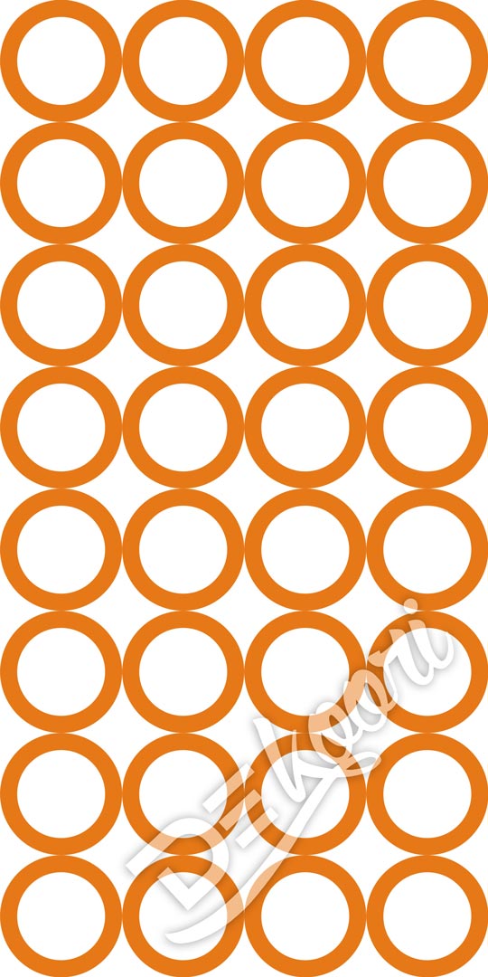 Bílá tapeta s oranžovými kružnicemi, prstenci, kruhy, kolečky - Dekoori obrázek 3