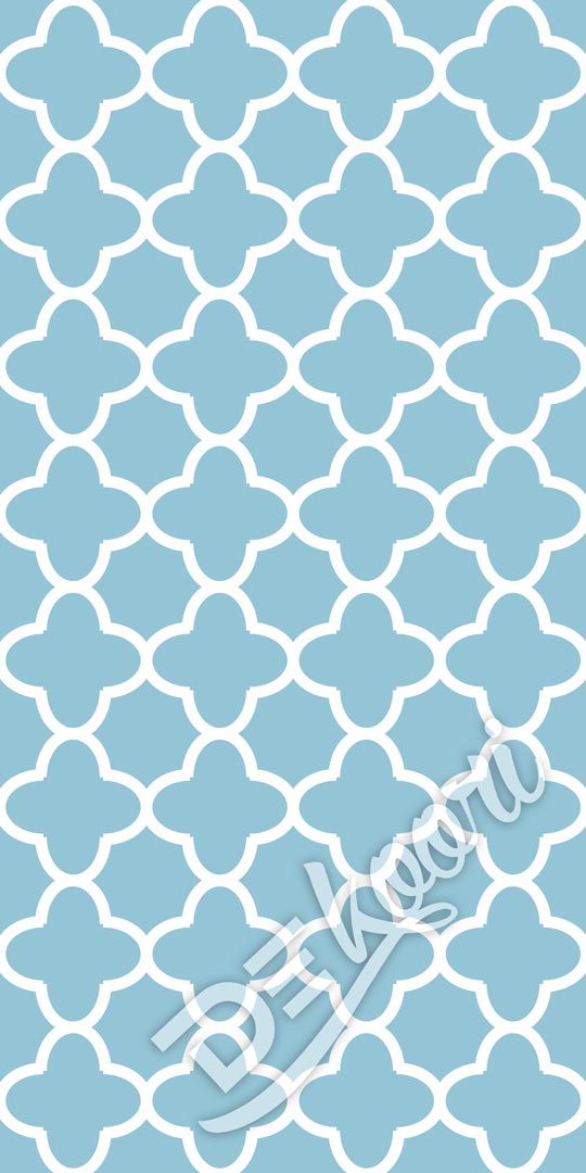 Blankytně modrá tapeta s bílým marockým orientálním vzorem - Dekoori obrázek 3