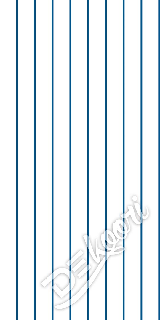 Bílá tapeta s modrými svislými proužky šířky 1 cm - Dekoori obrázek 2