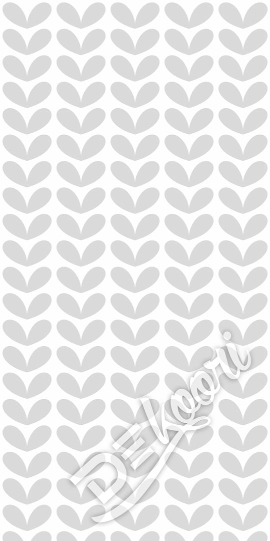 Moderní bílá tapeta s šedými srdci, listy, nordická, boho - Dekoori obrázek 3