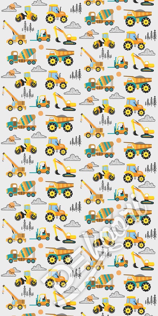 Tapeta pro děti s traktory, bagry, náklaďáky - Dekoori obrázek 3