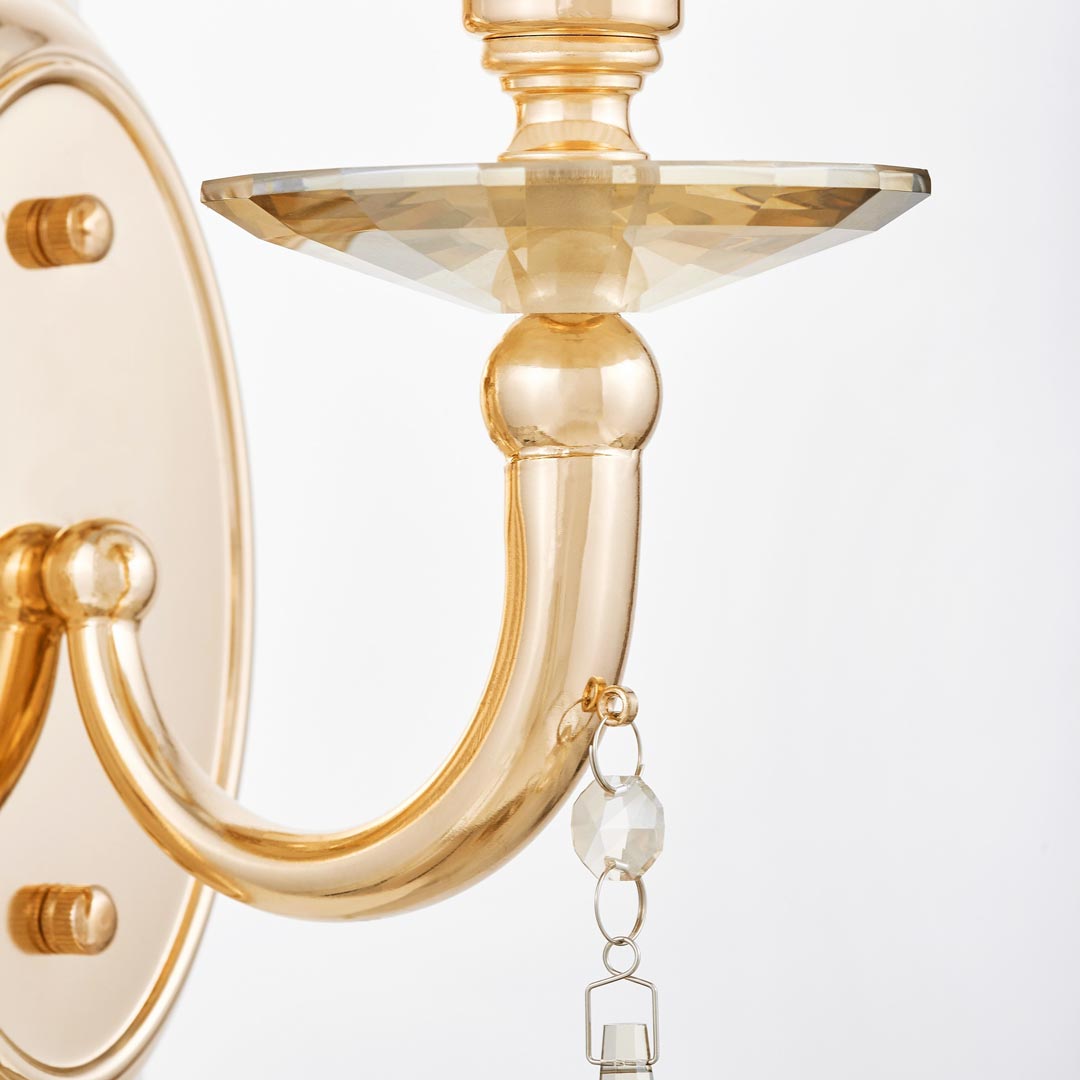 Zlaté nástěnné svítidlo s jedním světelným zdrojem FABIONE, s křišťálovým krystalem, moderní, klasická lampa - Lumina Deco obrázek 3