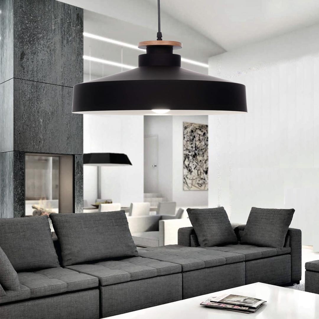 Minimalistická černá závěsná lampa LUDOR moderní loftové svítidlo - Lumina Deco obrázek 4