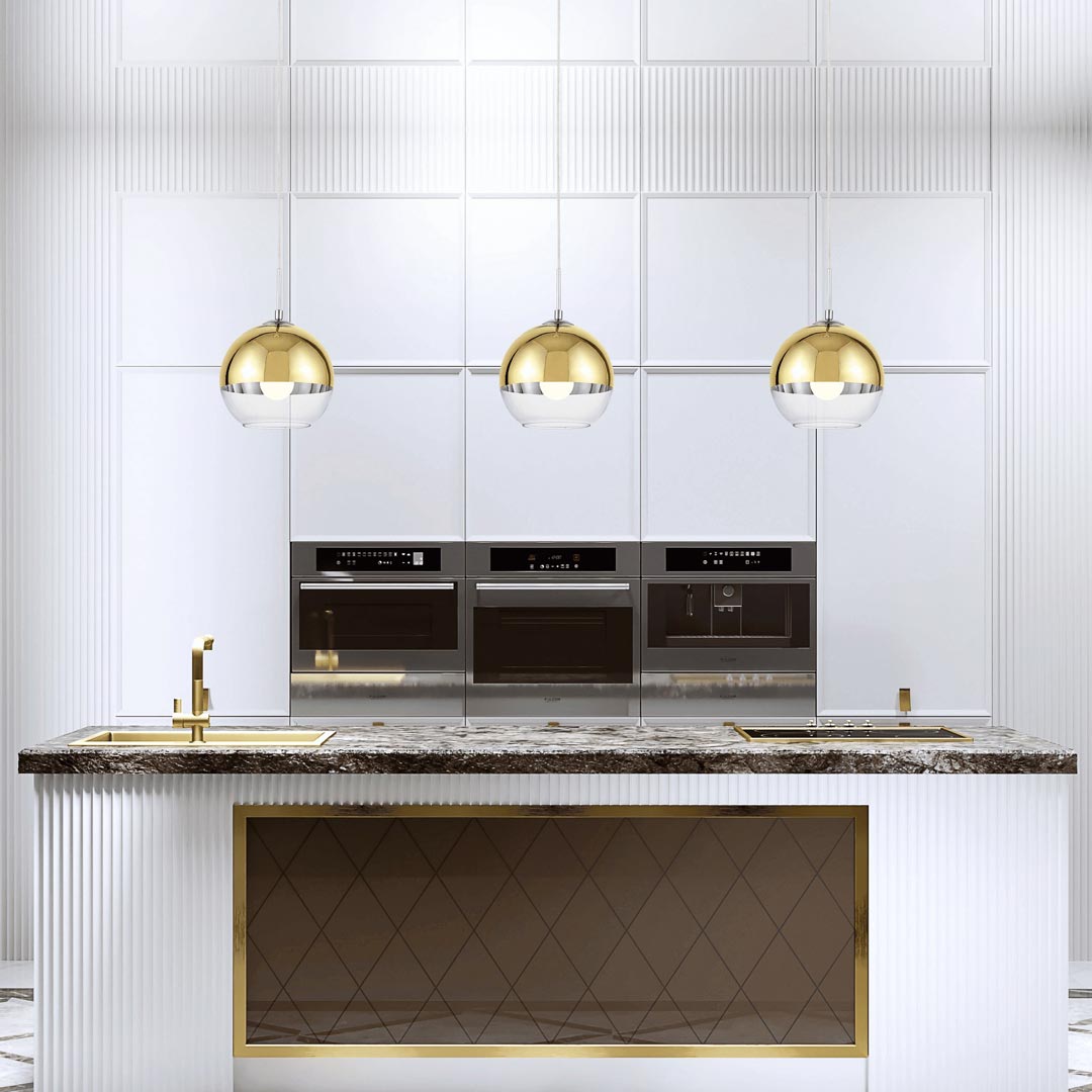 Glamour závěsná lampa VERONI zlatá průhledná skleněná koule - Lumina Deco obrázek 2