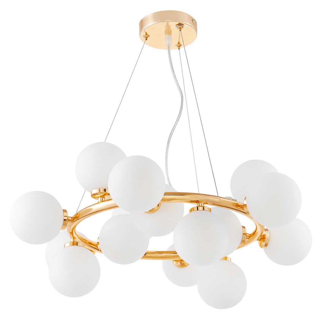 Zlatý lustr, stropní lampa MARSIADA kulatá bílá stínidla - Lumina Deco obrázek 1