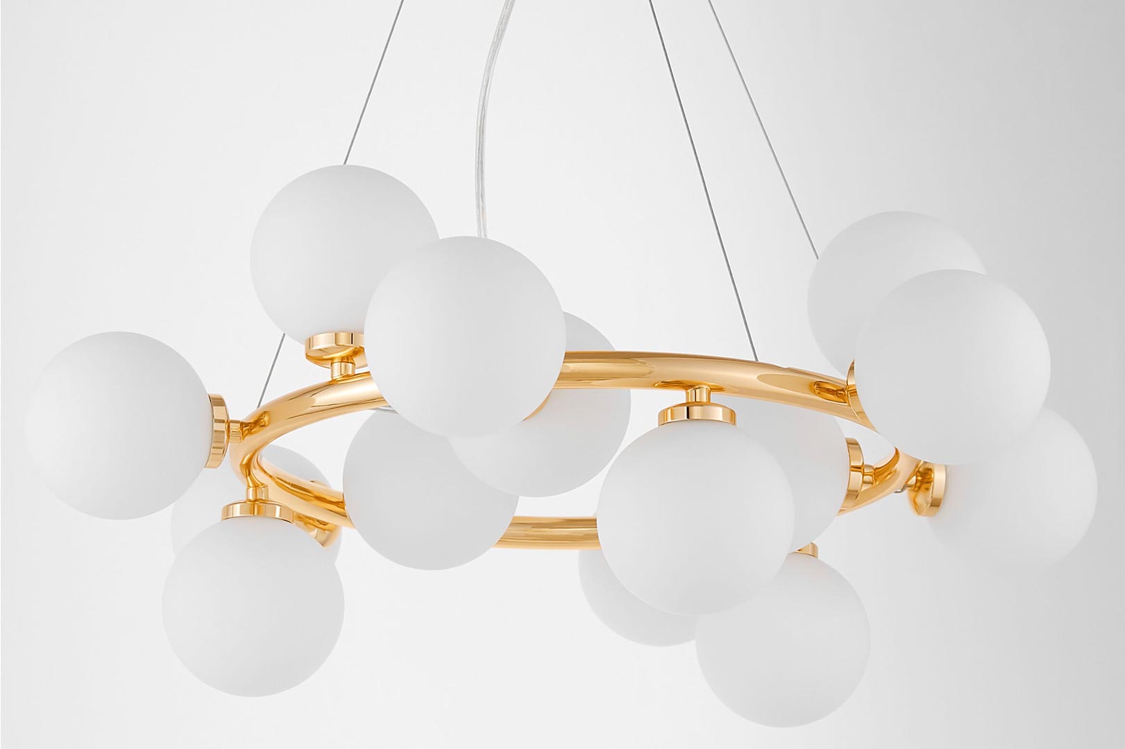 Zlatý lustr, stropní lampa MARSIADA kulatá bílá stínidla - Lumina Deco obrázek 3