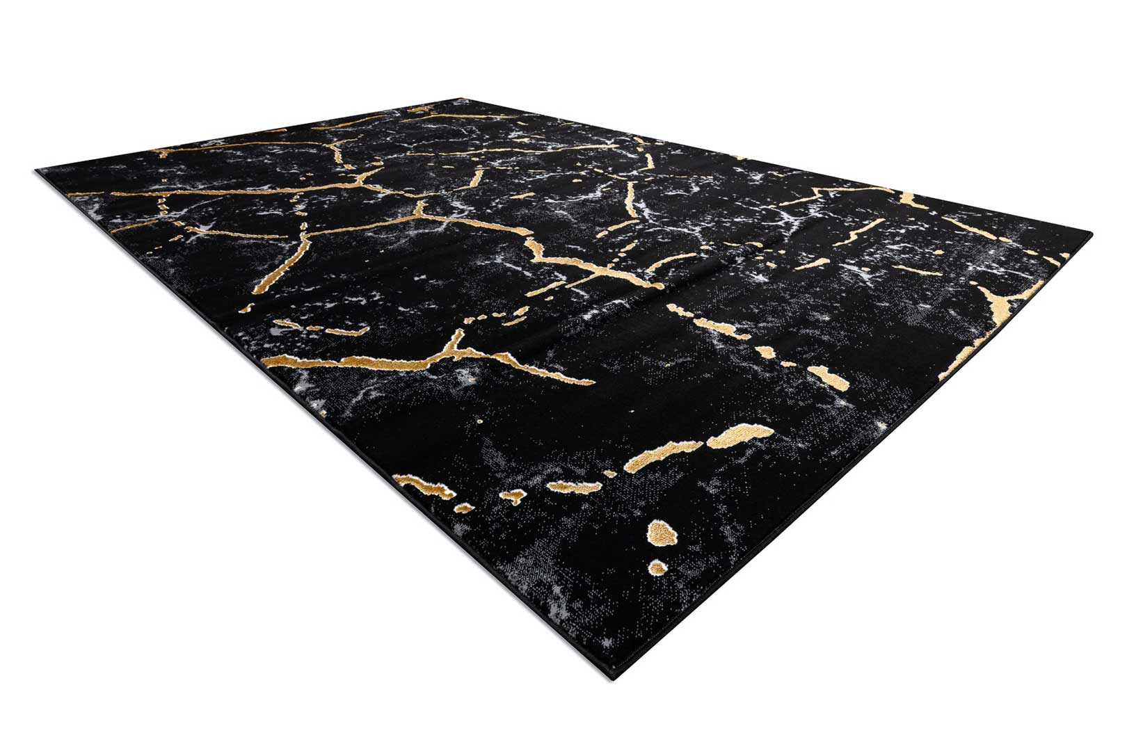 Syntetický koberec s motivem kamene, mramor, glamour, v černé barvě se zlatými prasklinami - Dywany Łuszczów obrázek 3