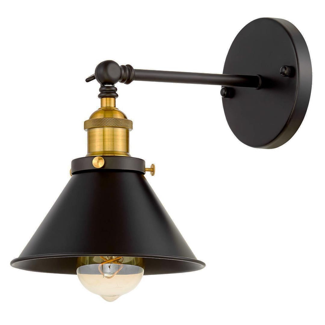 Černá industriální nástěnná lampa, svítidlo GUBI W1 dekorativní kovové stínítko - Lumina Deco obrázek 1