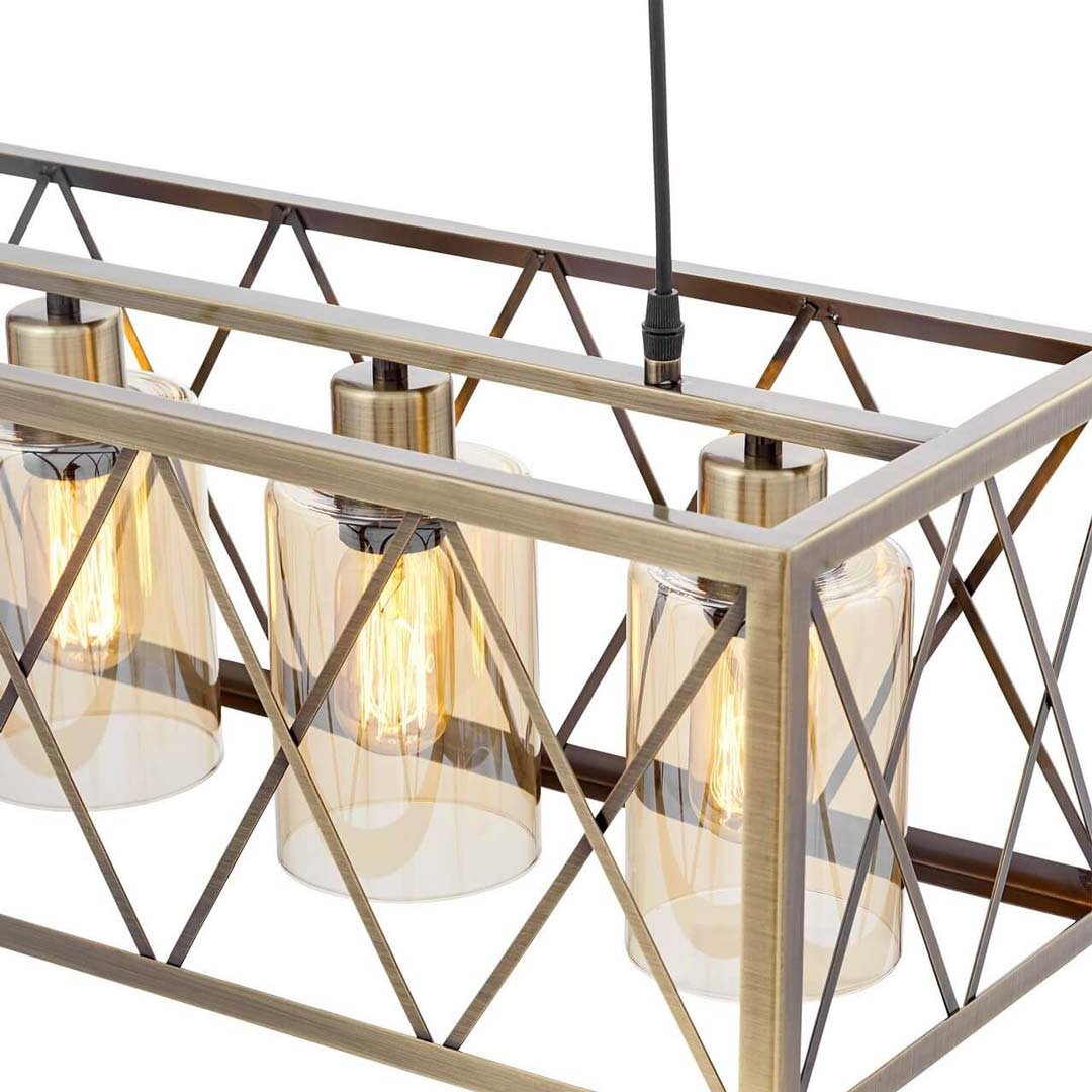 Závěsná drátová průmyslová lampa NORTIS, mosaz, staré zlato, klec - Lumina Deco obrázek 2