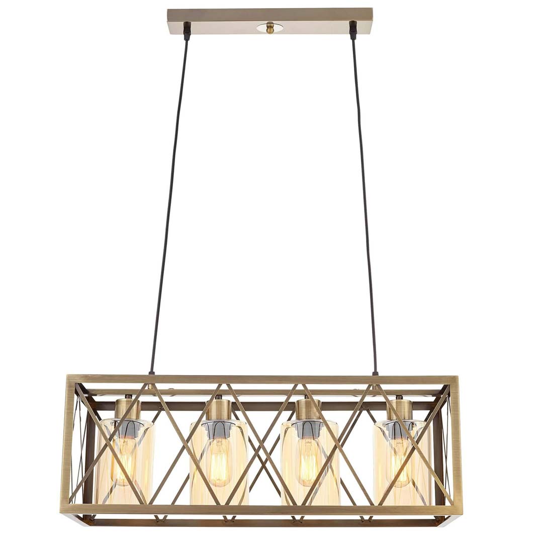 Závěsná drátová průmyslová lampa NORTIS, mosaz, staré zlato, klec - Lumina Deco obrázek 1