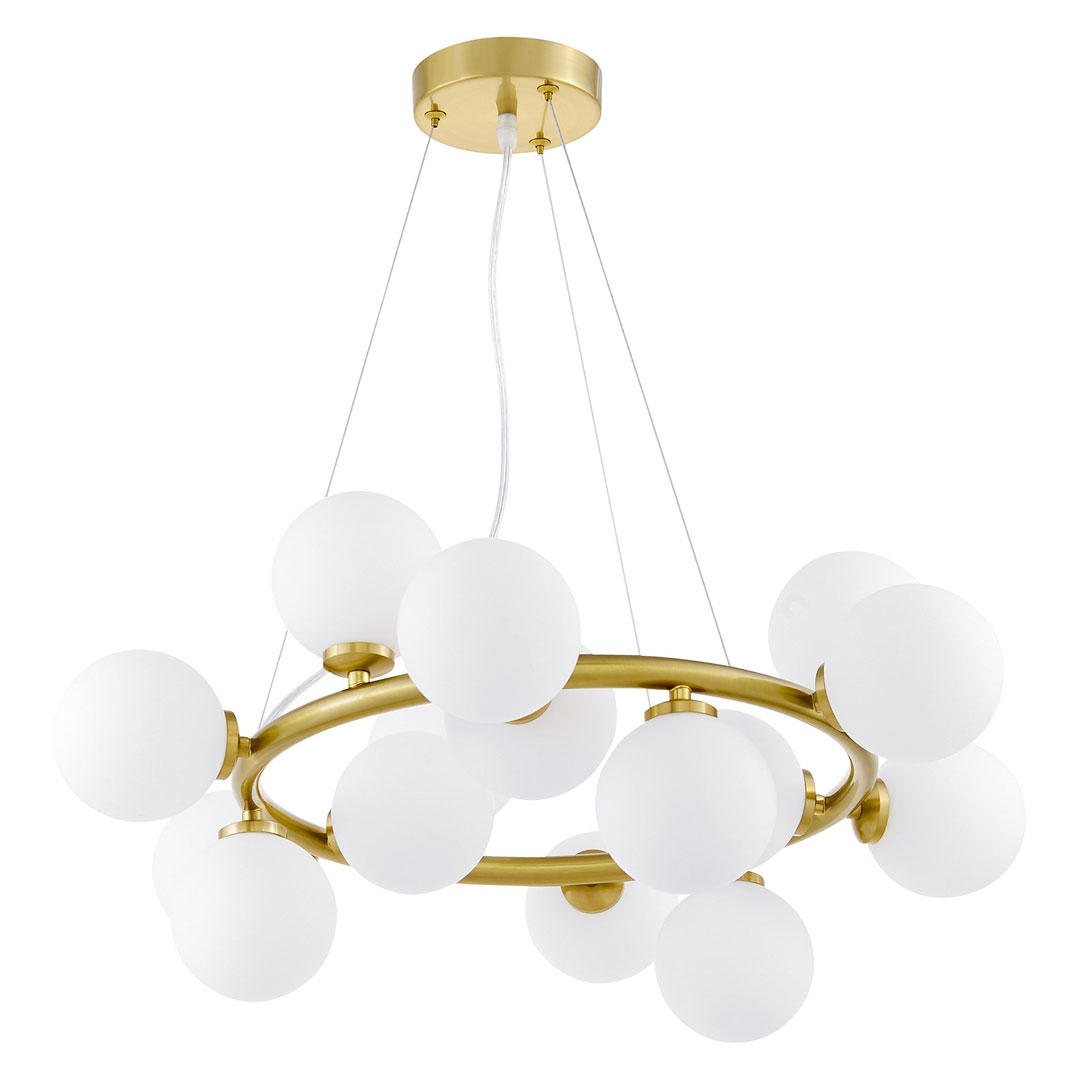 Vícebodová závěsná lampa MARSIADA v mosazné barvě, moderní bílá stínidla ve tvaru koule - Lumina Deco obrázek 1