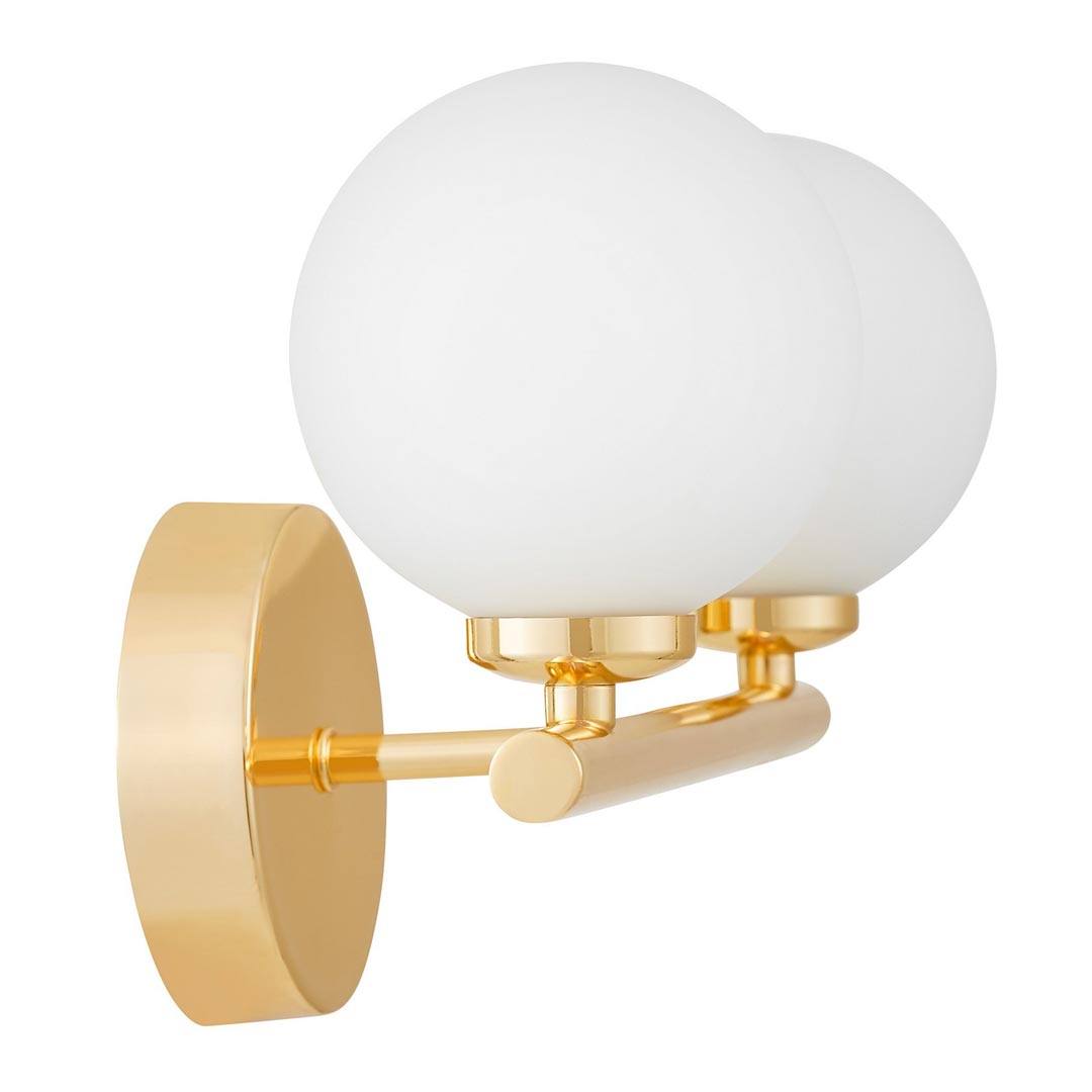 Zlaté nástěnné svítidlo MARSIADA W2 kovová lampa se dvěmi skleněnými stínítky - Lumina Deco obrázek 4