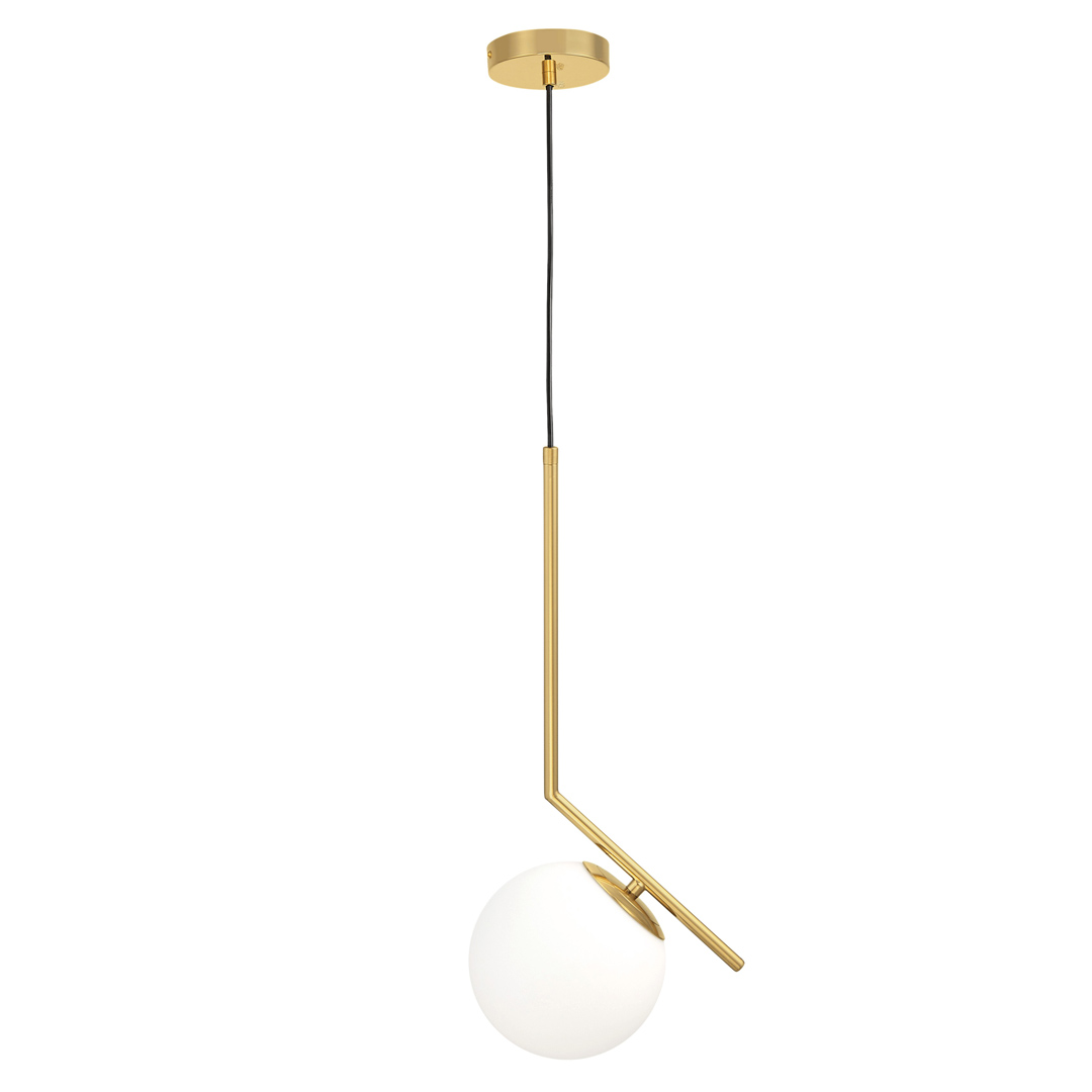 Moderní mosazná závěsná lampa SORENTO kovová se skleněným kulatým stínidlem - Lumina Deco obrázek 3
