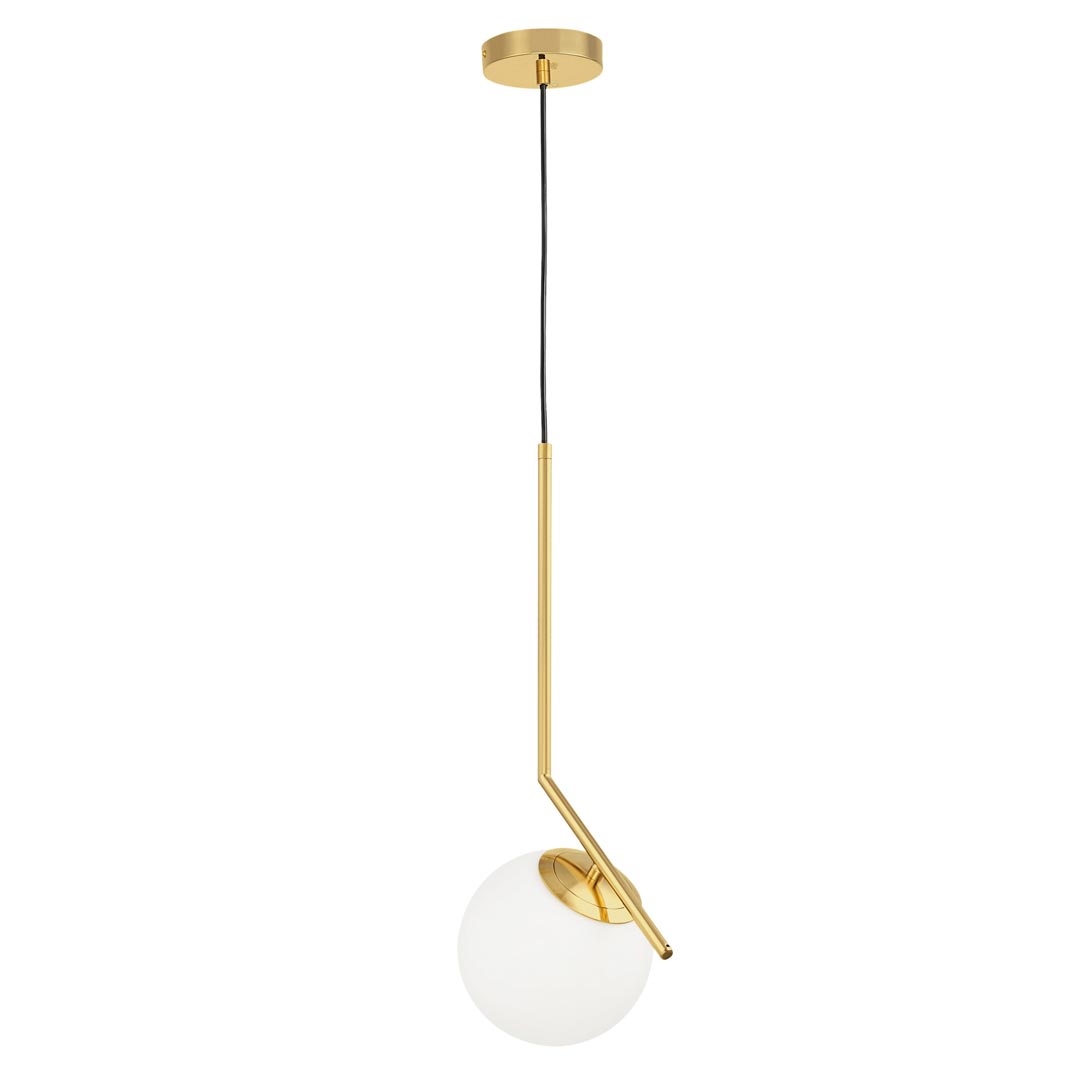 Moderní mosazná závěsná lampa SORENTO kovová se skleněným kulatým stínidlem - Lumina Deco obrázek 4