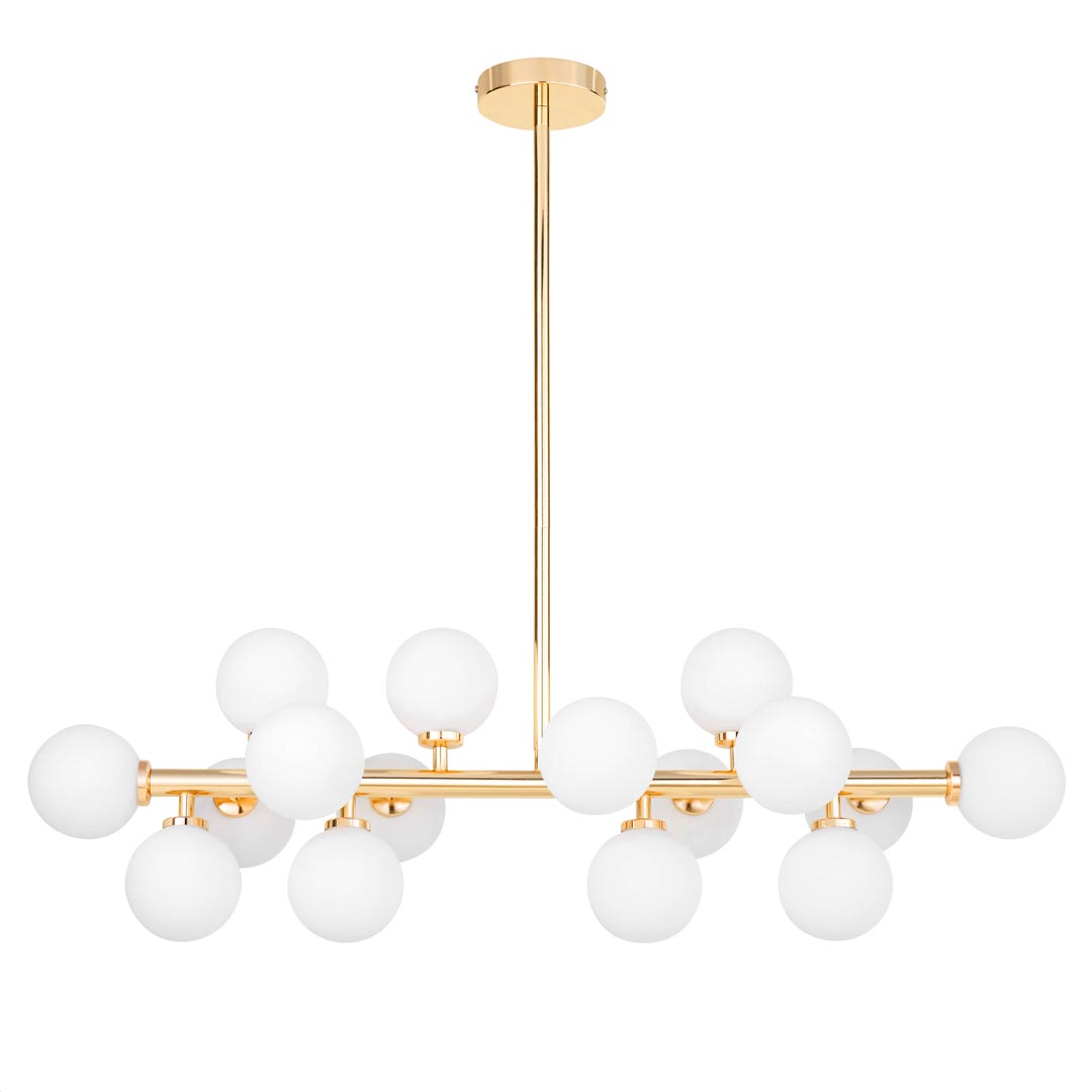 Moderní závěsná lampa, lustr PETRICA W16 zlatá skleněná stínítka koule - Lumina Deco obrázek 1