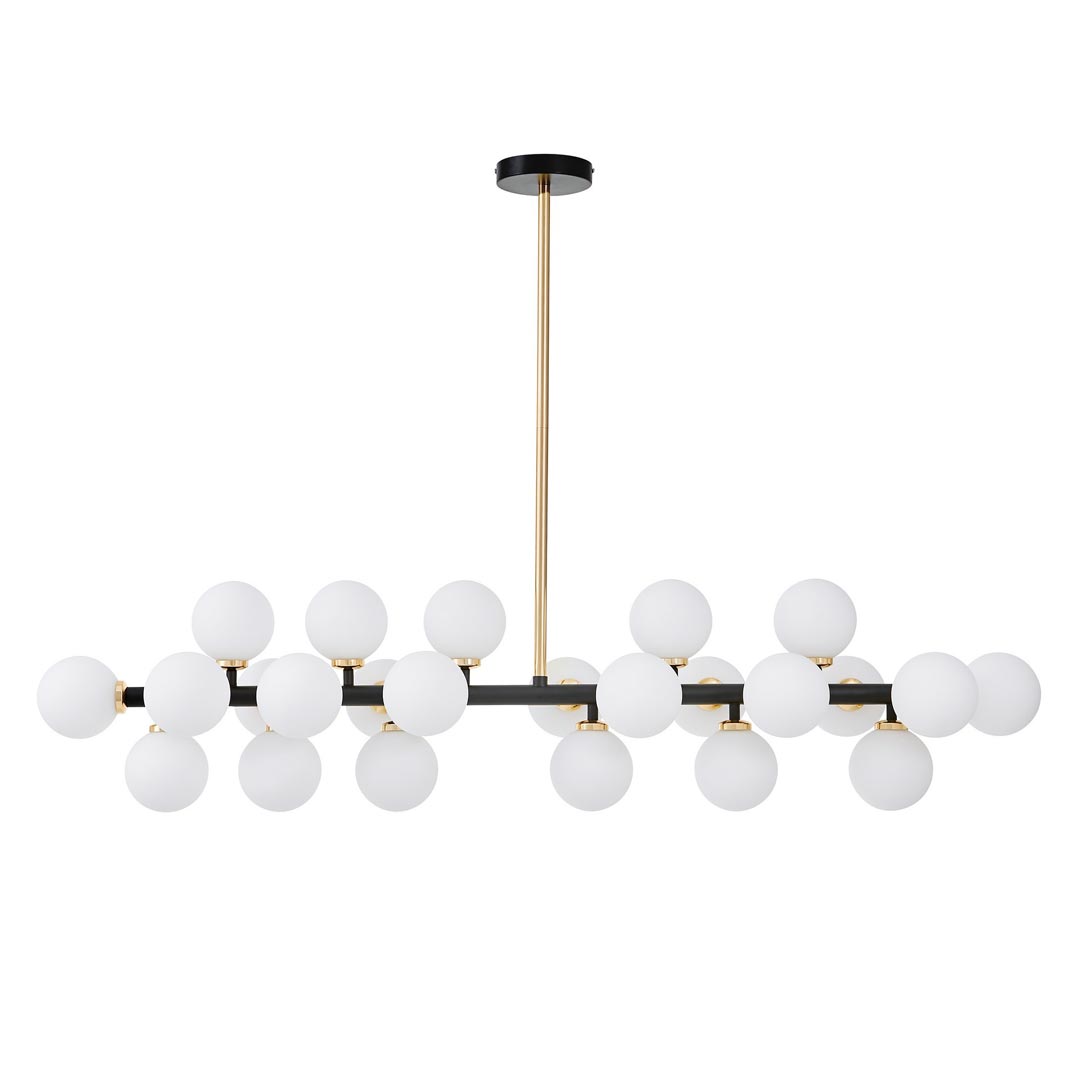 Exkluzivní lustr v černé a zlaté barvě PETRICA, stínítka z bílého skla - Lumina Deco obrázek 1