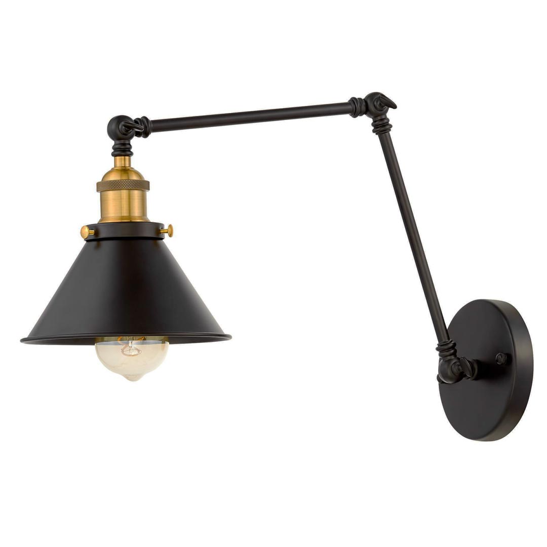 Loftová černá nástěnná lampa GUBI W2 kovové kónické stínítko, nastavitelná, kloubová, pro čtení - Lumina Deco obrázek 1