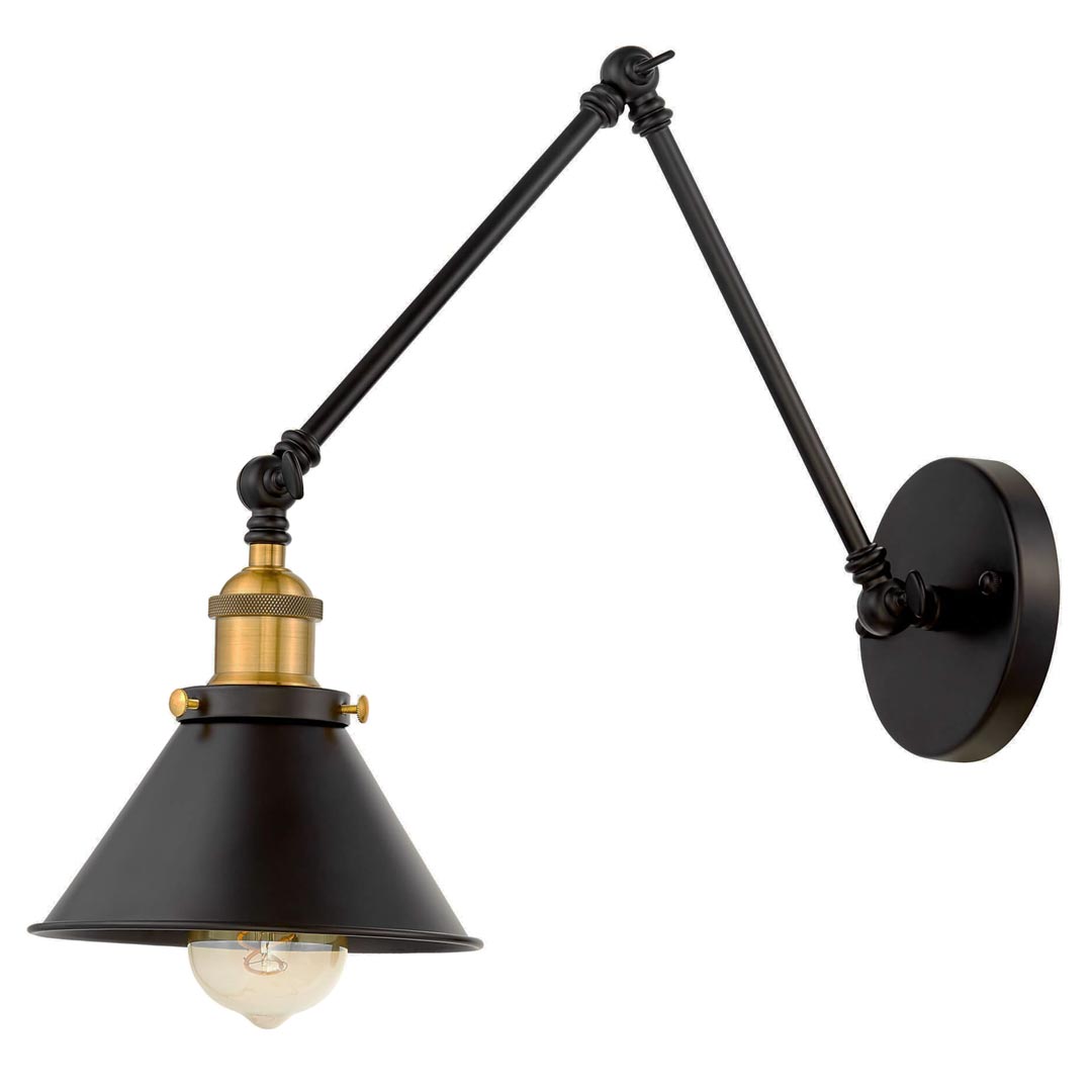 Loftová černá nástěnná lampa GUBI W2 kovové kónické stínítko, nastavitelná, kloubová, pro čtení - Lumina Deco obrázek 2