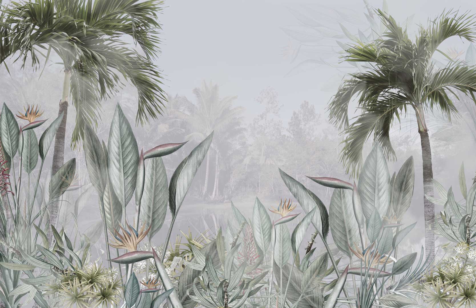 Vliesová tapeta jungle, banánové a palmové listy, zelená fototapeta
