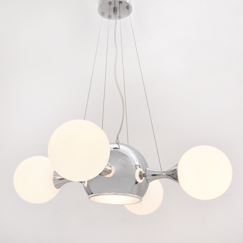 Chromovaná bílá závěsná lampa, lustr BOATEGGA W5 moderní nastavitelná - Lumina Deco obrázek 3