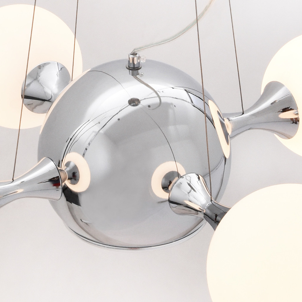 Chromovaná bílá závěsná lampa, lustr BOATEGGA W5 moderní nastavitelná - Lumina Deco obrázek 4