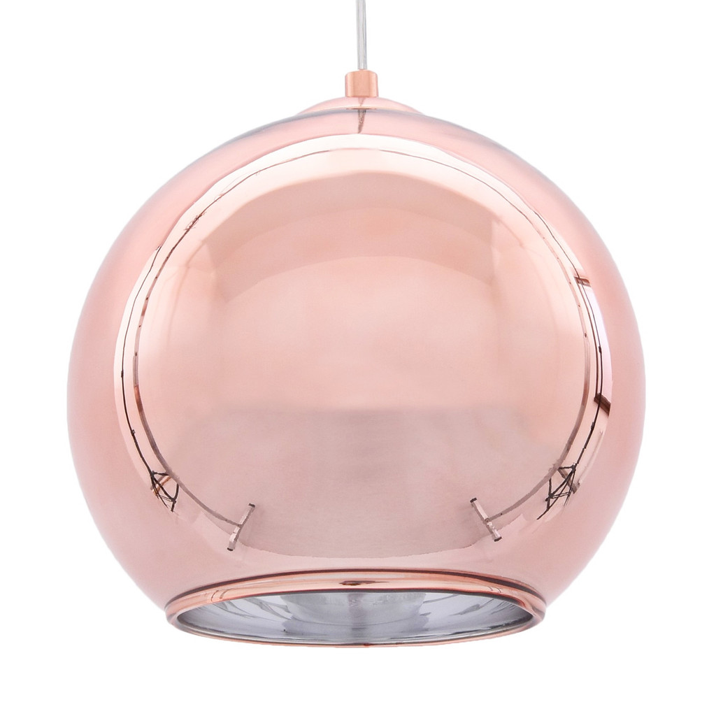 Moderní polokulatá závěsná lampa LOBOS růžové zlato skleněná - Lumina Deco obrázek 1