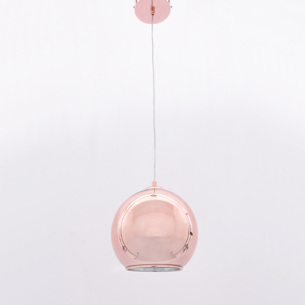 Moderní polokulatá závěsná lampa LOBOS růžové zlato skleněná - Lumina Deco obrázek 3