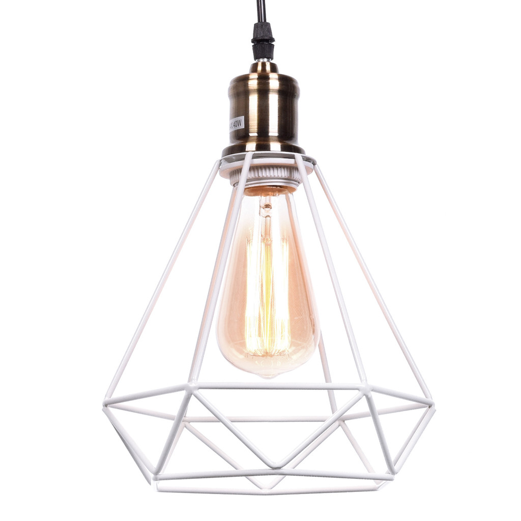 Bílé drátěné minimalistické svítidlo COBI, lustr ve tvaru diamantu - Lumina Deco obrázek 1