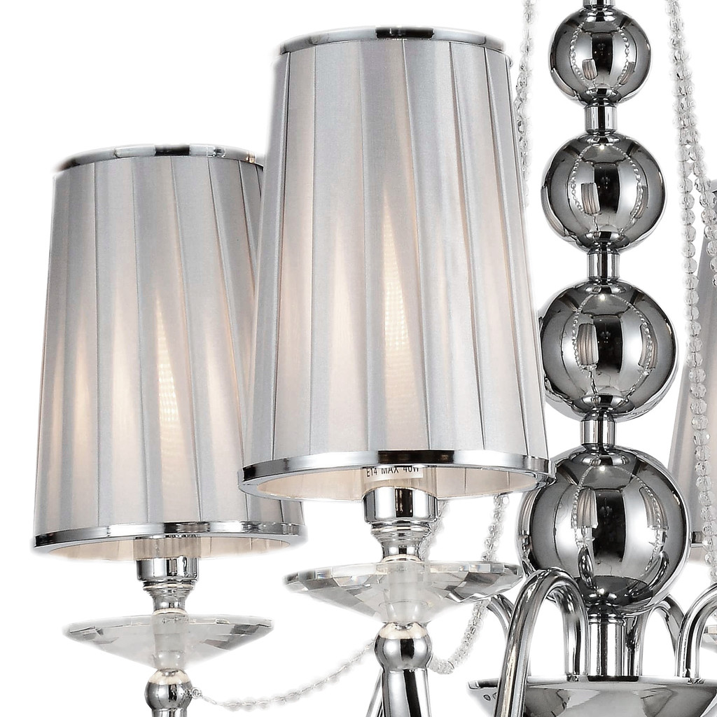 Kovový lustr s křišťálovými ověsy FABIONE W4 chromovaný, klasický, stříbrný - Lumina Deco obrázek 2