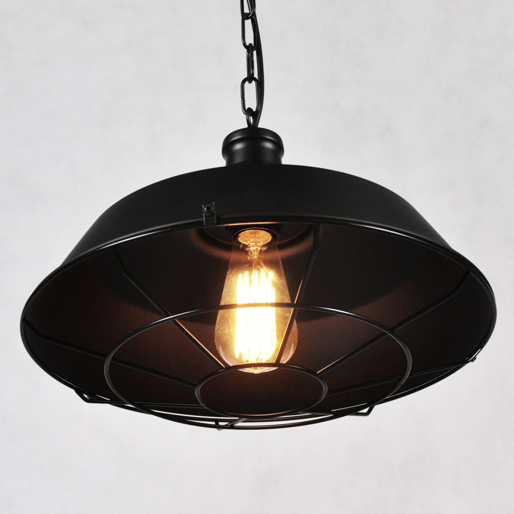 Černá stropní loftová lampa, svítidlo ARIGIO industriální, kovové, drátěná mřížka - Lumina Deco obrázek 2