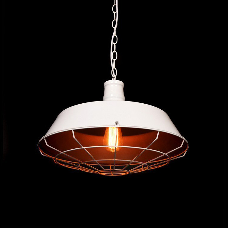 Kovová bílá stropní lampa ARIGIO vevnitř zlatá, drátěný kryt - Lumina Deco obrázek 1
