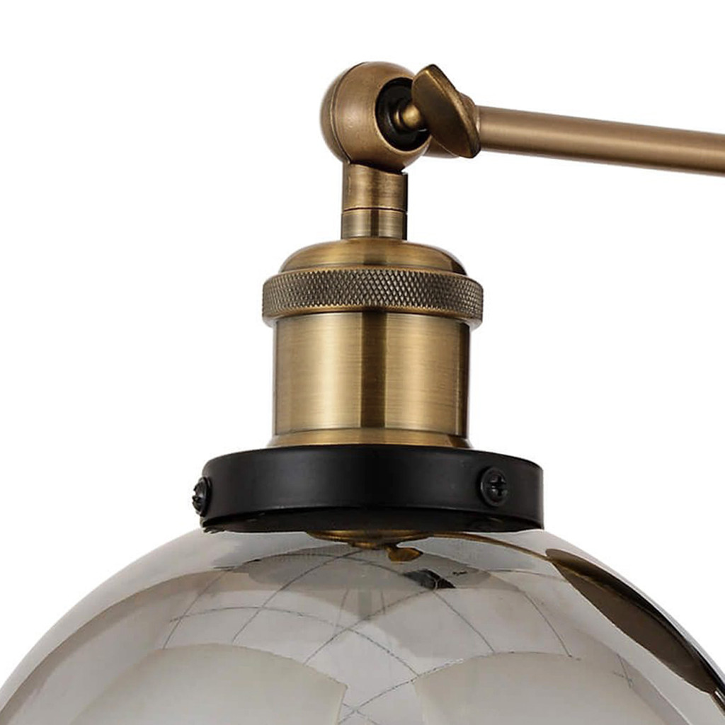 Loftové nástěnné svítidlo, lampa ZAGALLO stínítko z kouřového skla - Lumina Deco obrázek 2