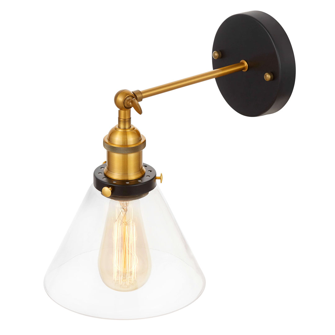Nástěnná lampa NUBI, industriální loftový design, skleněné nástěnné svítidlo průhledné - Lumina Deco obrázek 3