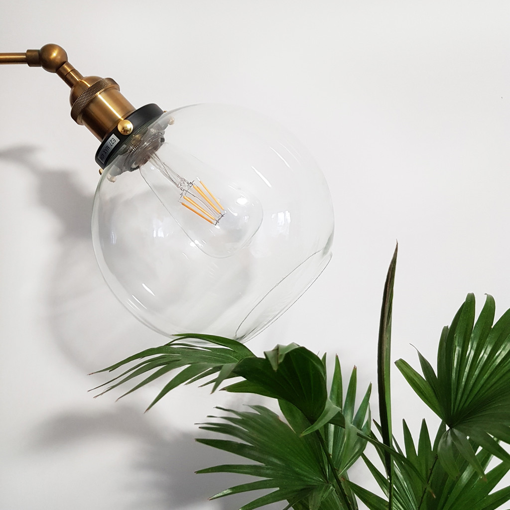 Nástěnné svítidlo, skleněné průzračné stínítko NAVARRO nástěnná lampa loftová - Lumina Deco obrázek 4