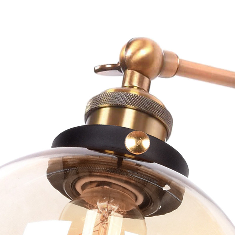 Skleněná nástěnná lampa, svítidlo NAVARRO retro vintage jantarová koule - Lumina Deco obrázek 2