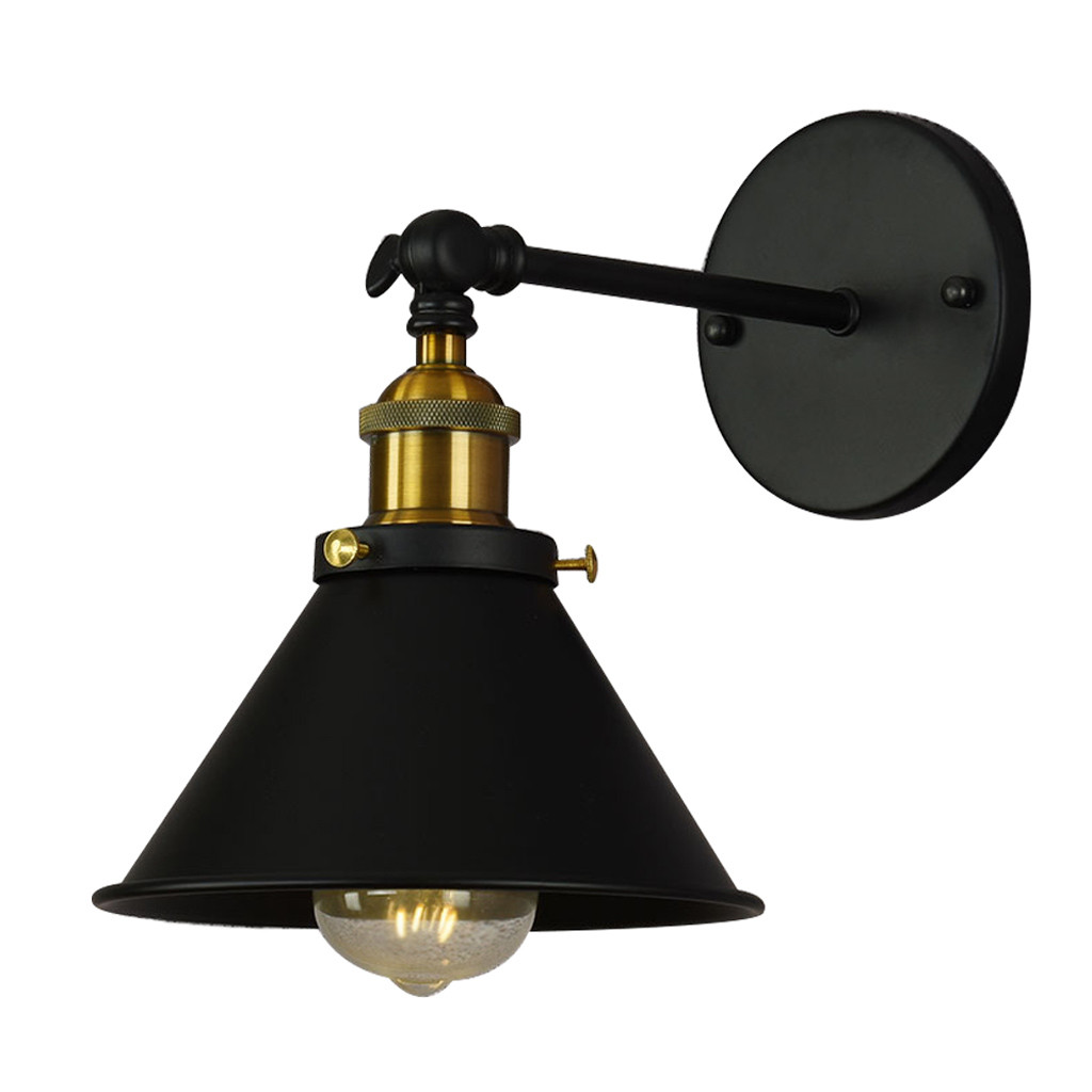 Černá industriální nástěnná lampa, svítidlo GUBI W1 dekorativní kovové stínítko - Lumina Deco obrázek 3