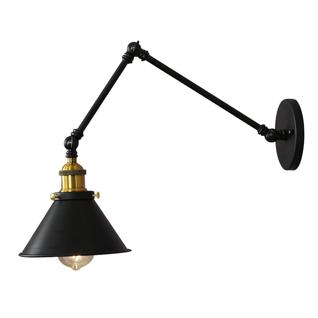 Loftová černá nástěnná lampa GUBI W2 kovové kónické stínítko, nastavitelná, kloubová, pro čtení - Lumina Deco obrázek 3