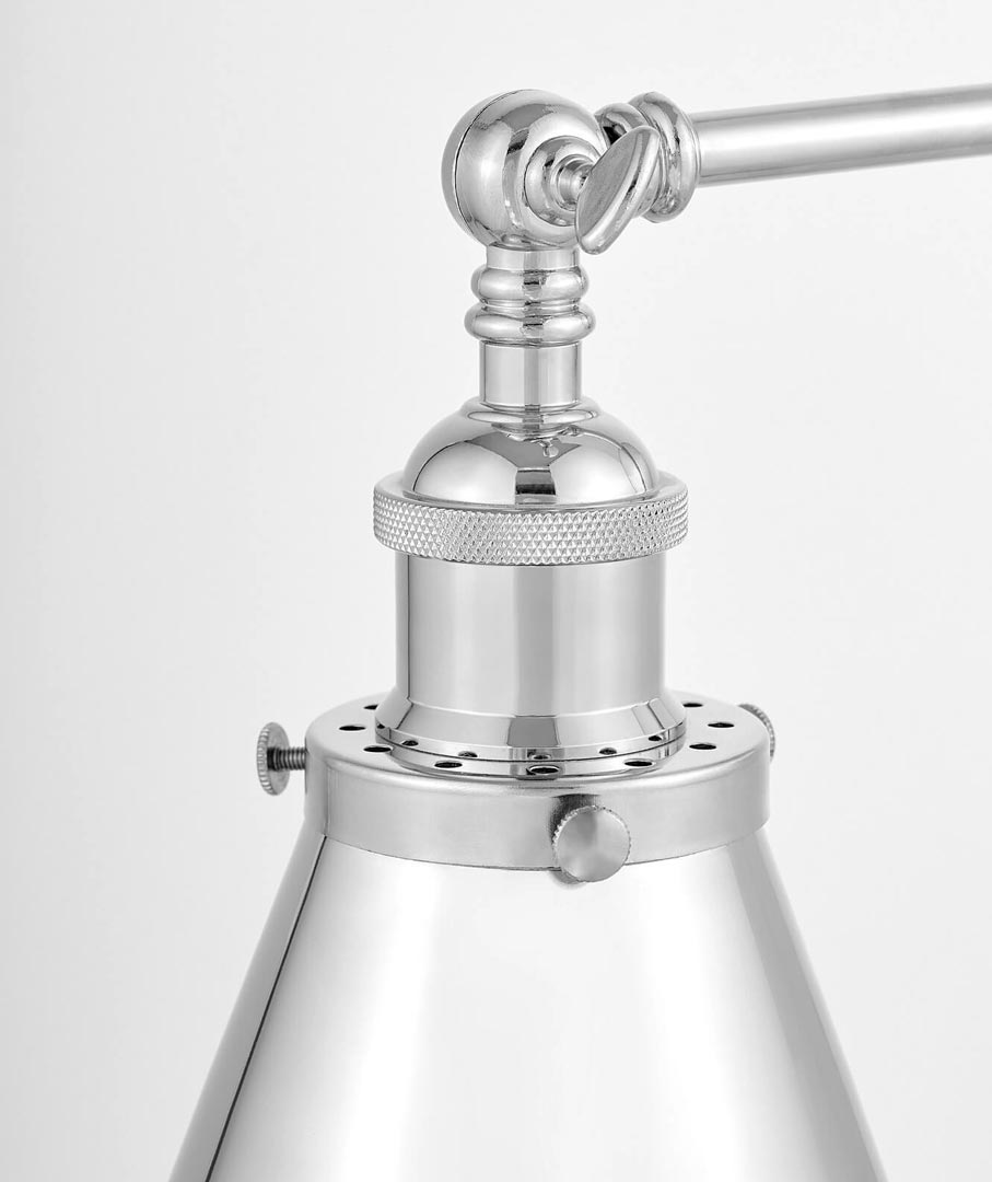 Chromovaná nástěnná lampa RUBI W1 kovové, kónické retro stínitko - Lumina Deco obrázek 2