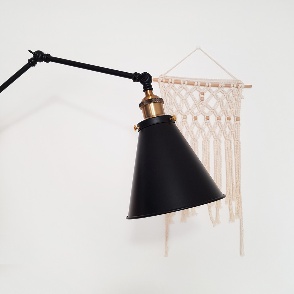 Skandinávská černá nástěnná lampa RUBI W2 nastavitelné rameno, kovové kónické stínidlo - Lumina Deco obrázek 4