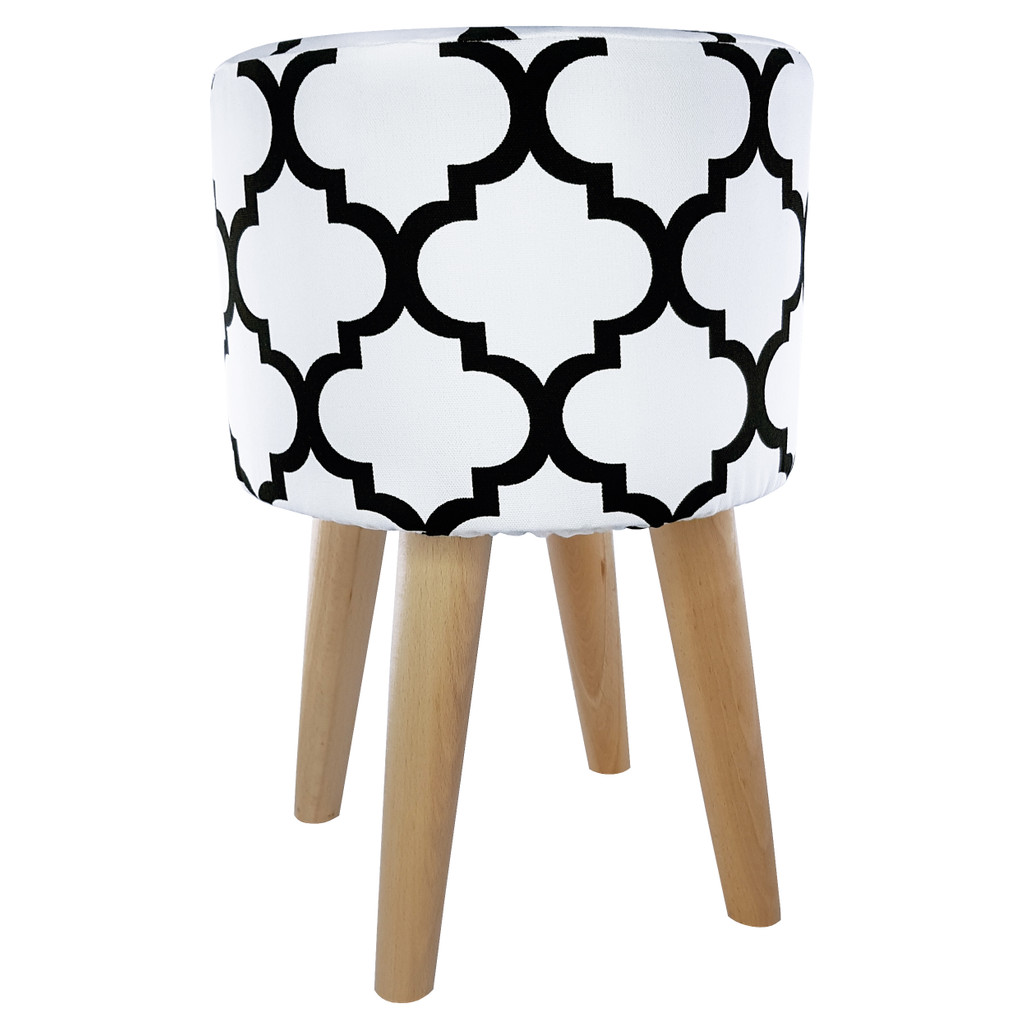 Moderní pouf skandinávský bílo-černý marocký jetel - Lily Pouf obrázek 2