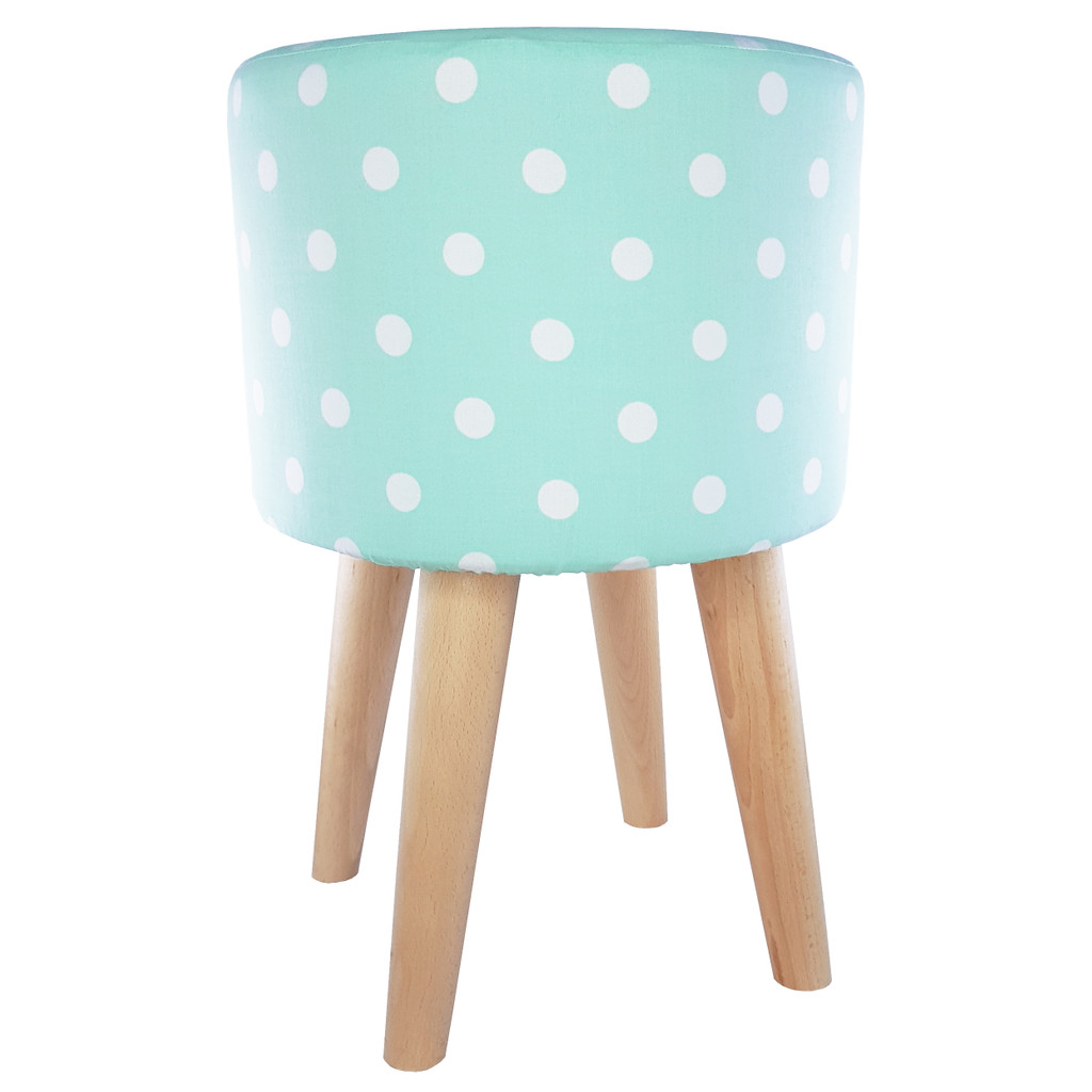 Mátový pouf, pufík, s bílými puntíky, tečkami, do obývacího pokoje nebo ložnice - Lily Pouf obrázek 2