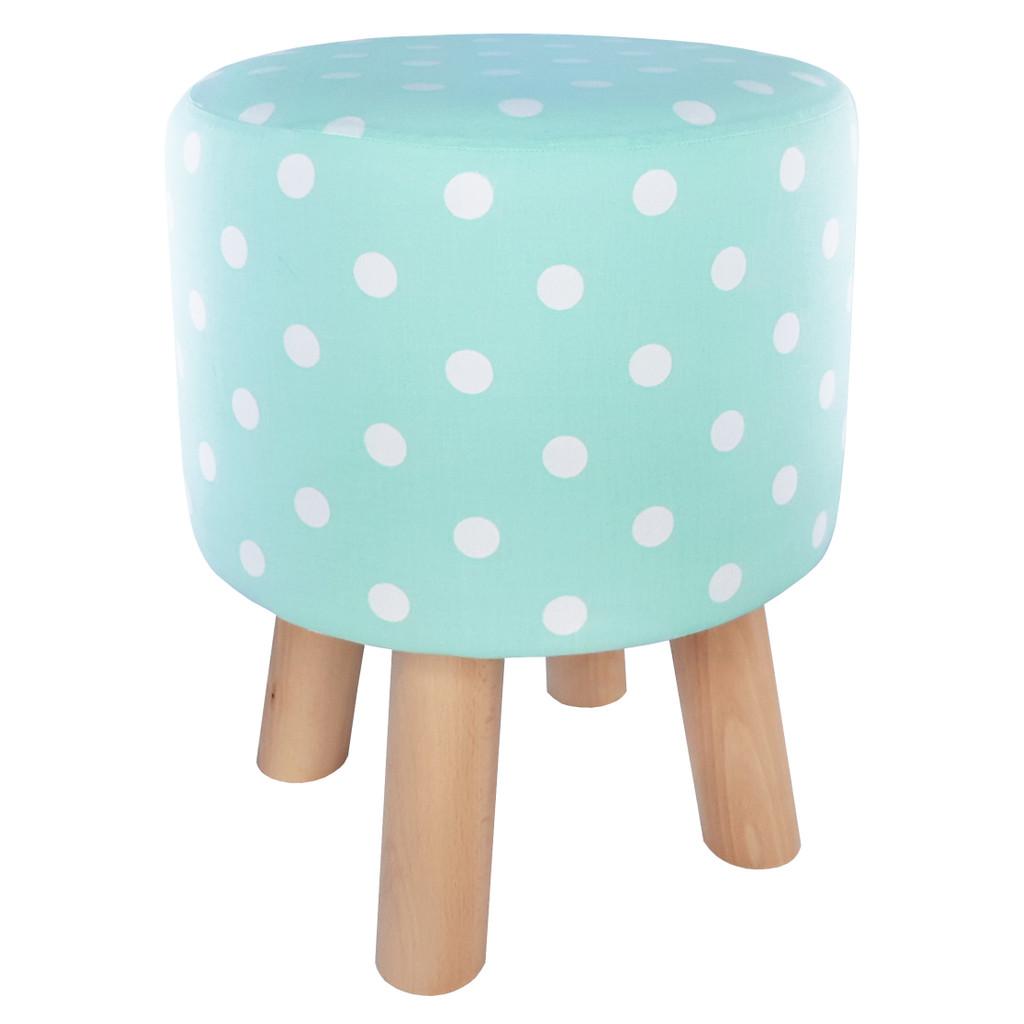 Mátový pouf, pufík, s bílými puntíky, tečkami, do obývacího pokoje nebo ložnice - Lily Pouf obrázek 3