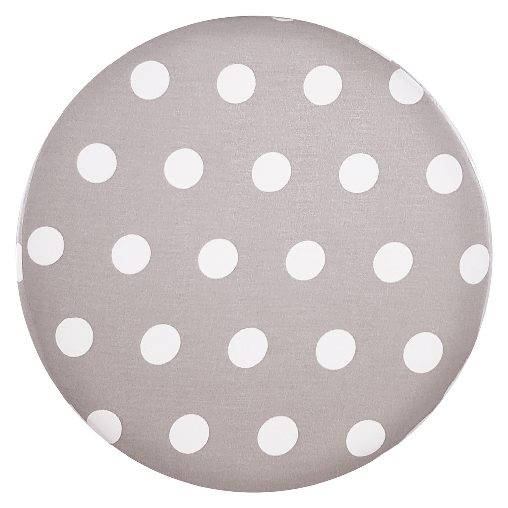 Sedací pouf, šedobílý dřevěný taburet s puntíky, tečkami - Lily Pouf obrázek 3