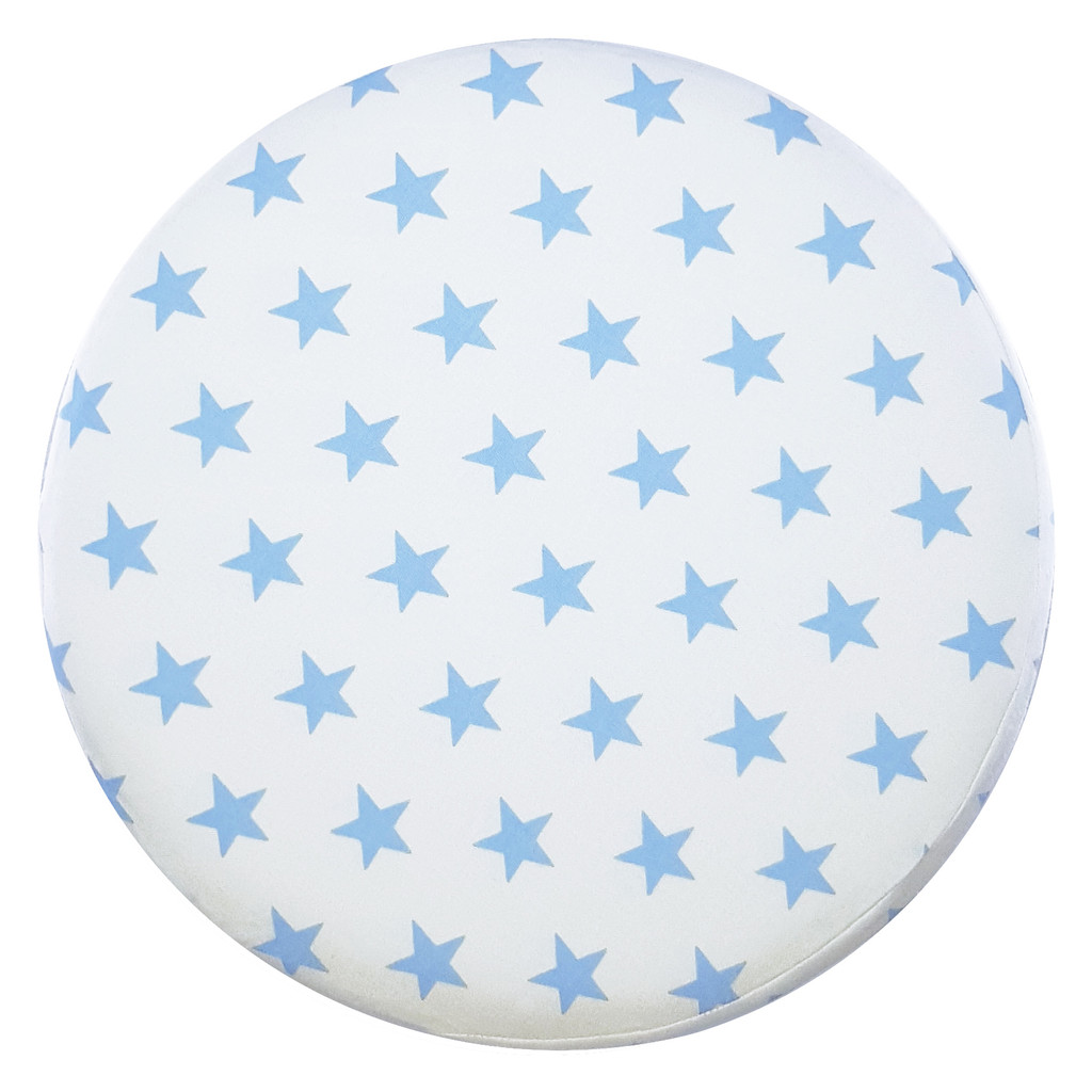Bílá stolička, pouf s modrými hvězdami, nízký nebo vysoký, dřevěné nohy - Lily Pouf obrázek 4