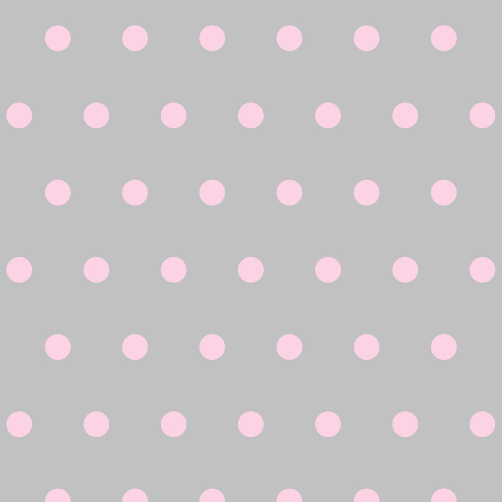 Šedá puntíkovaná tapeta do bytu s růžovými puntíky, tečky 5 cm - Dekoori obrázek 1