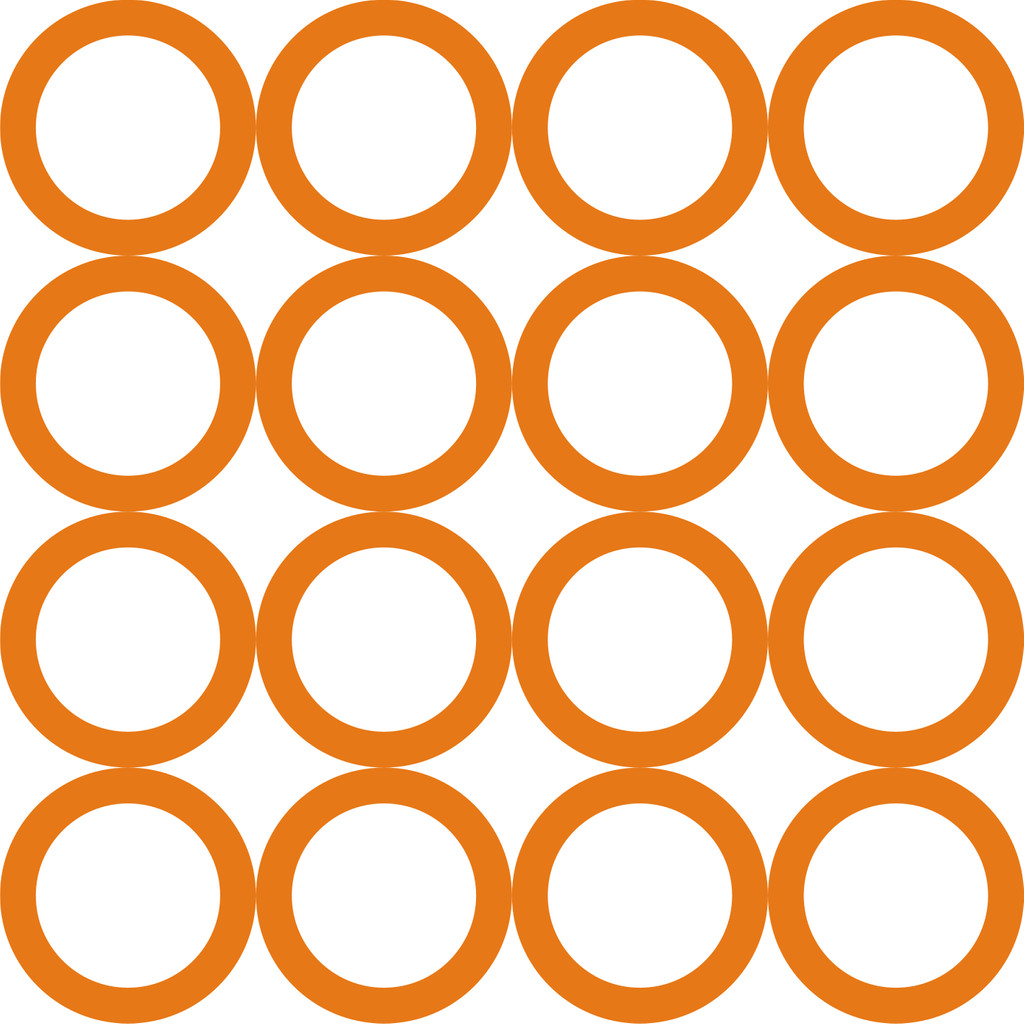 Bílá tapeta s oranžovými kružnicemi, prstenci, kruhy, kolečky - Dekoori obrázek 1